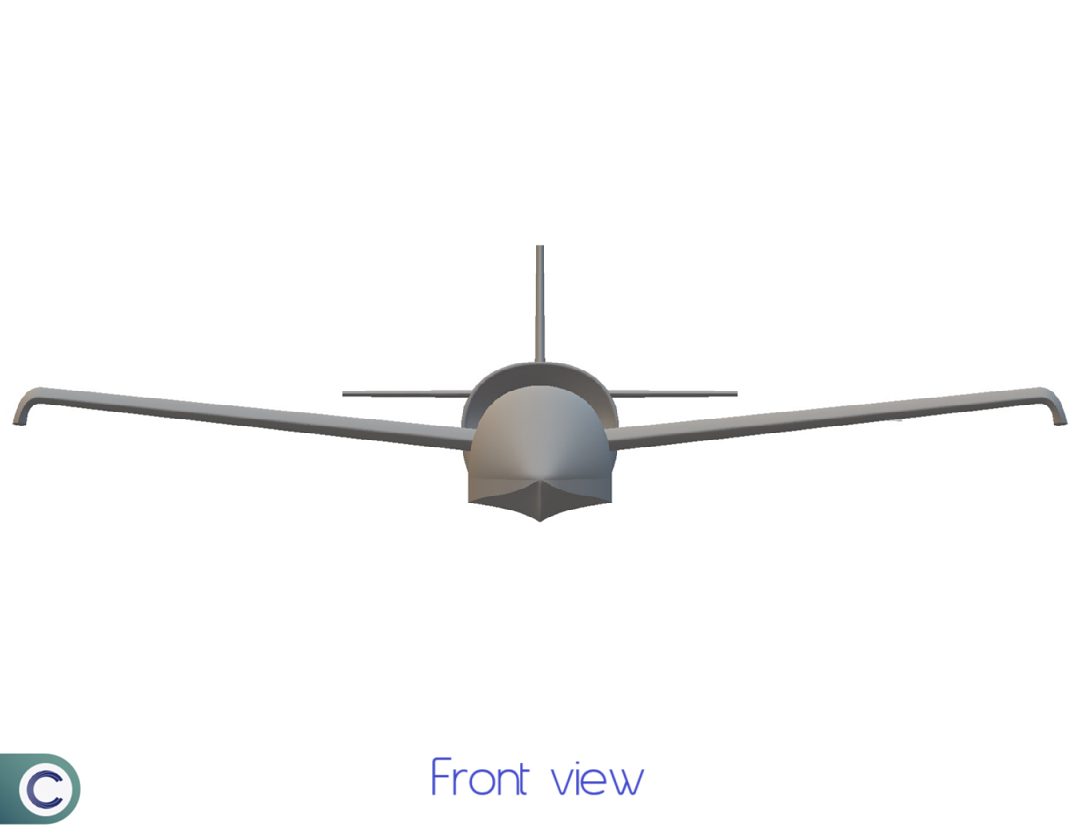 Front-view technical line drawing of the Cormorant