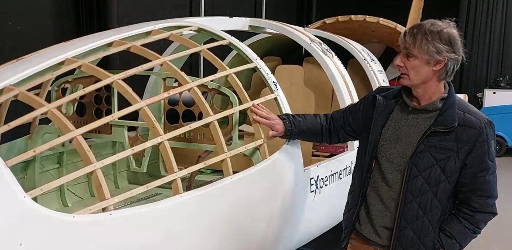 Cormorant fuselage and cockpit under construction