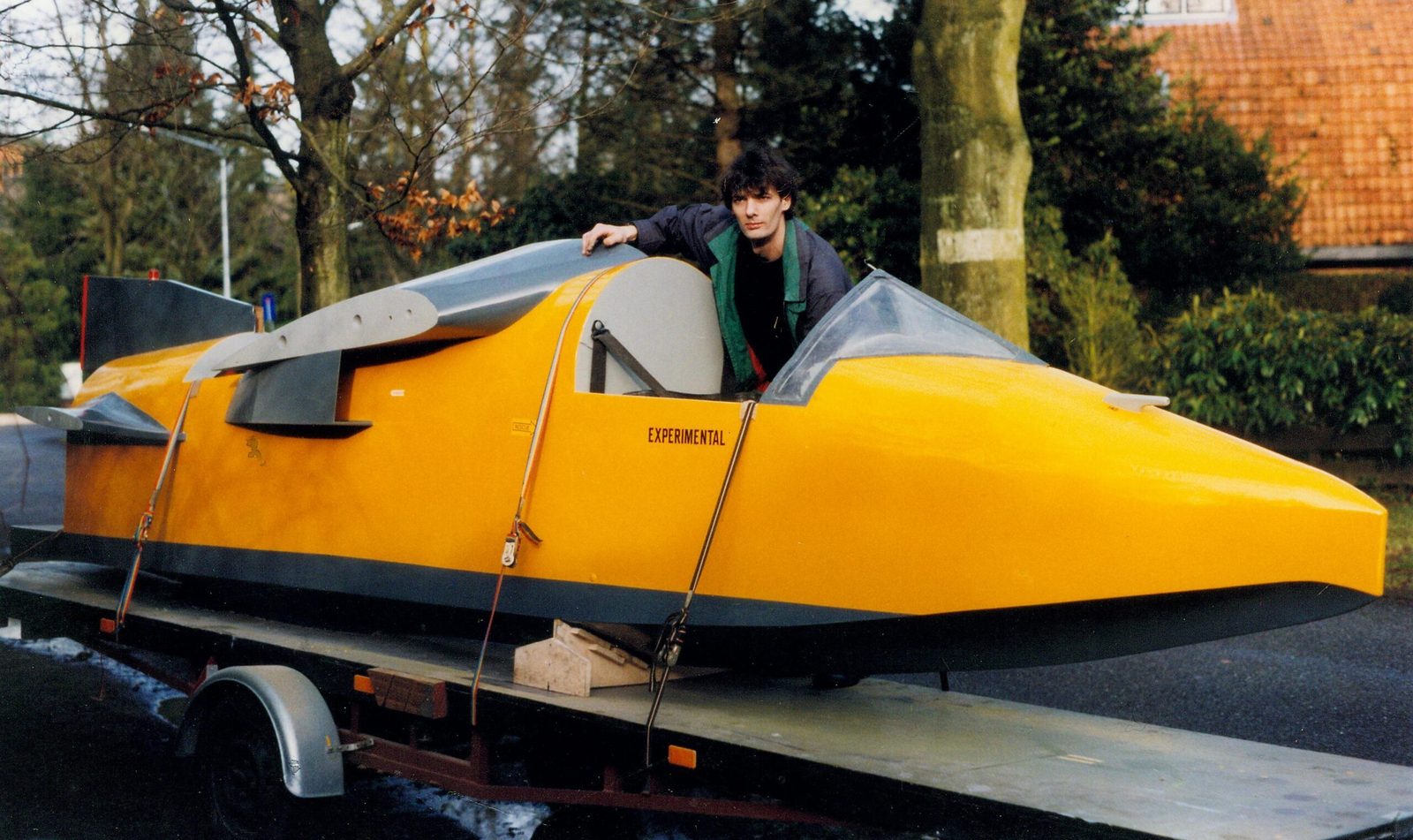 Archival photo of an early Cormorant prototype hull
