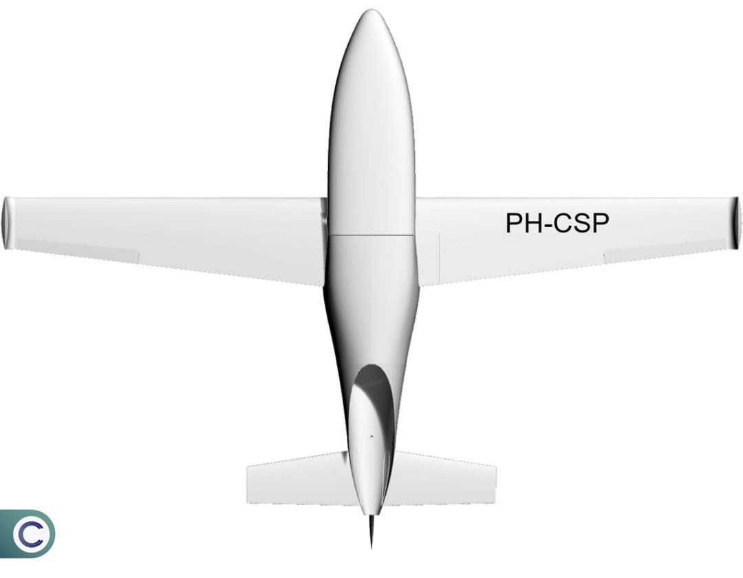 Plan-view technical line drawing of the Cormorant